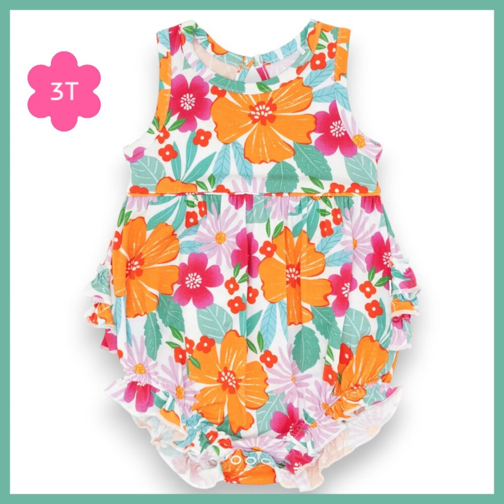 Little Sleepies Beachy Blooms Bubble Romper 3T Tropical NIB